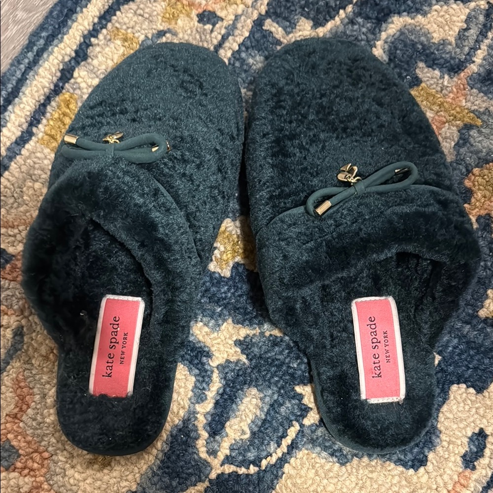 Kate Spade Green Cozy Slippers